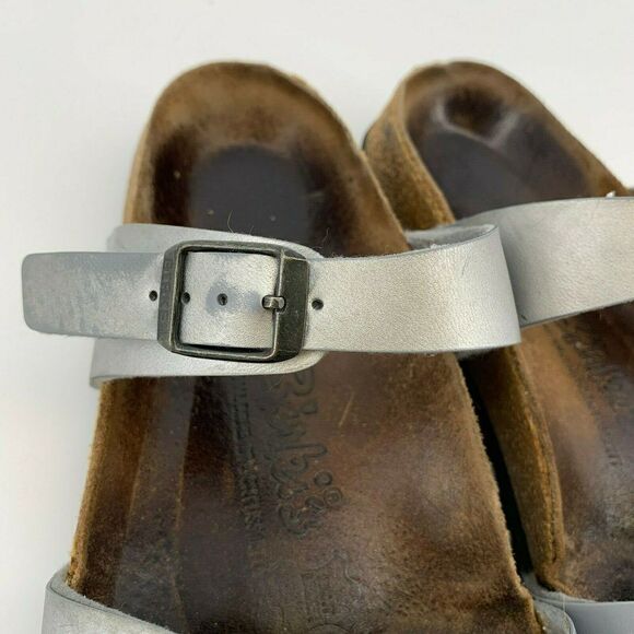 Birkis Slides Metallic Silver 37 Womens Birkenstocks Sandals - Picture 4 of 8